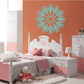Turquoise geometric snowflake wall decal with intricate snowflake pattern