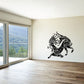 Abstract Greek capricorn wall decal, black ornate silhouette with scrollwork