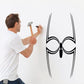 Abstract spider legs and body decal, black line art on white