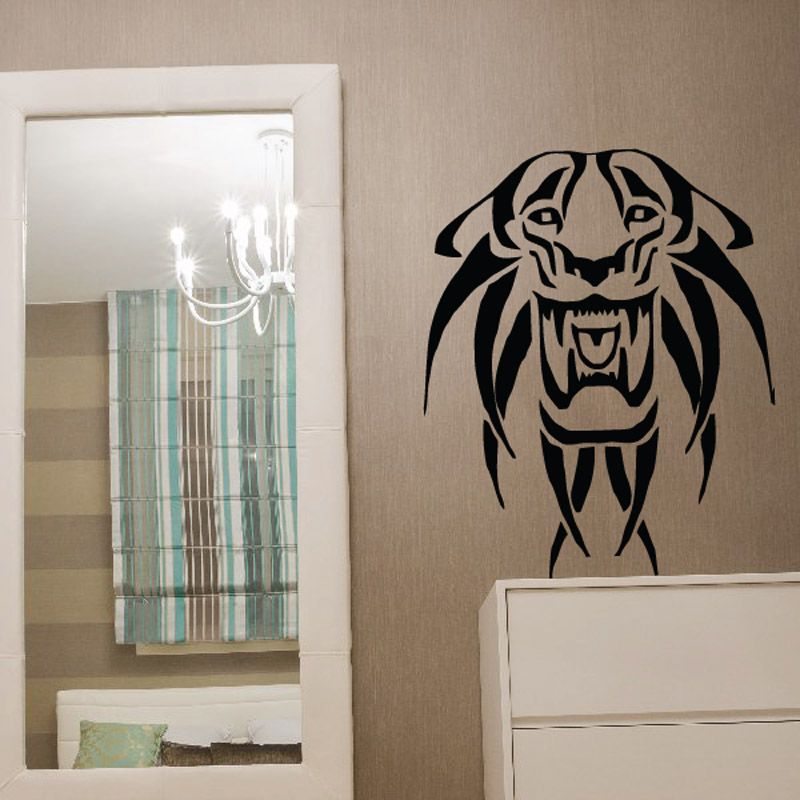 Image of Abstract Long Mane Lion Decal