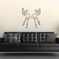 Abstract medieval double bird wall decal in dark outline