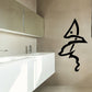 Black abstract shark wall decal with minimalist line art fins and tail