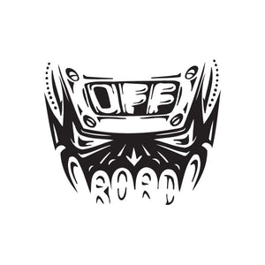 Abstract off-road decal, black stylized vehicle emblem graphic