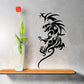 Black tribal tiger climbing wall decal with swirling patterned lines