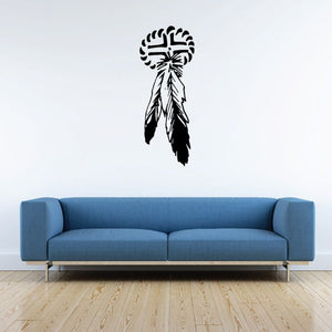 Black feather wall decal with detailed tuft and layered feathers