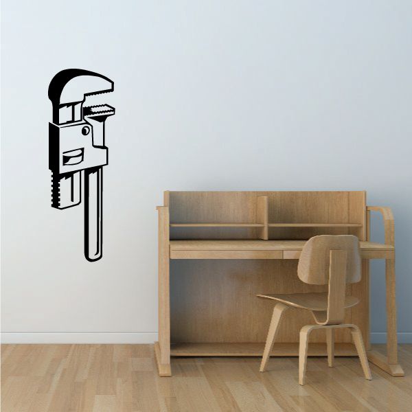 Adjustable monkey wrench decal, black line art