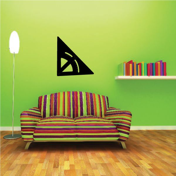 Black geometric triangle wall decal with concentric shapes and bordered lines