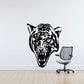 Snarling tiger head decal, black and white