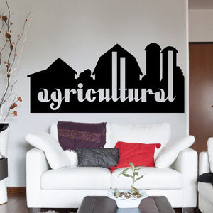 Agricultural wall decal vinyl in black, barn and 'agricultural' lettering design