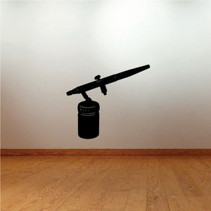 Airbrush spray paint decal, black airbrush and paint can silhouette