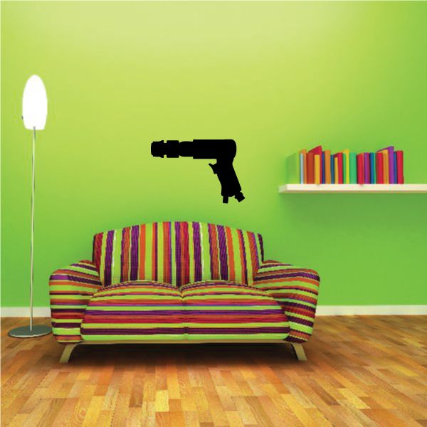 Air chisel tool decal, black outline shape for wall or surface