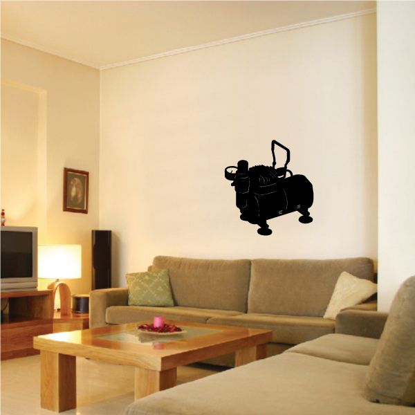 Black air compressor wall decal silhouette