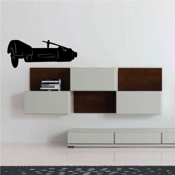 Air grinder tool wall decal with black silhouette on light wall