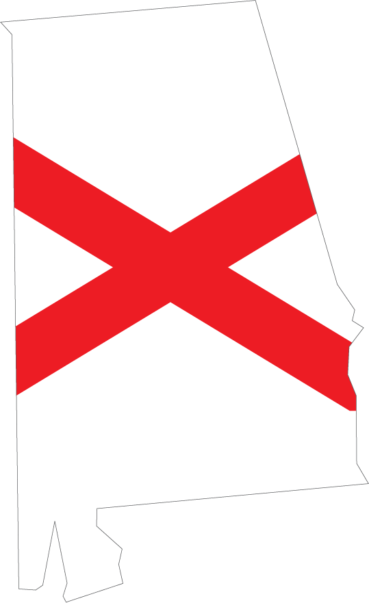Alabama Shape State Flag Sticker, isolated printed sticker artwork