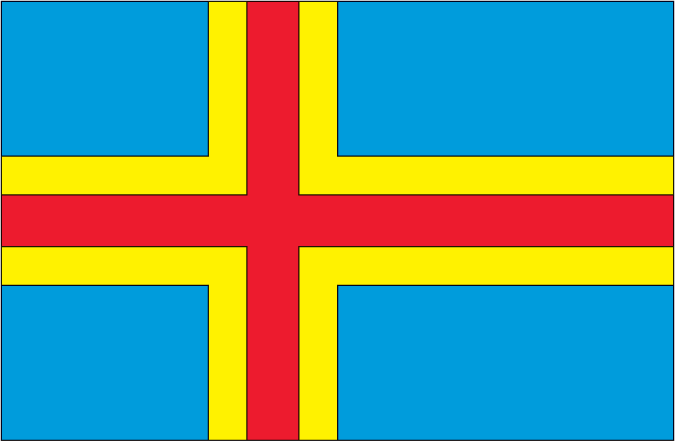 Aland Islands flag sticker with red cross outlined in yellow on blue