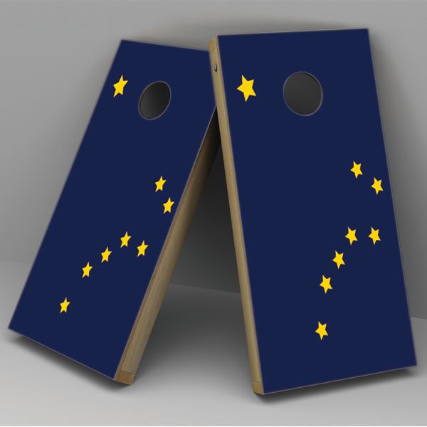 Alaska Flag Cornhole Board Vinyl Decal Wrap