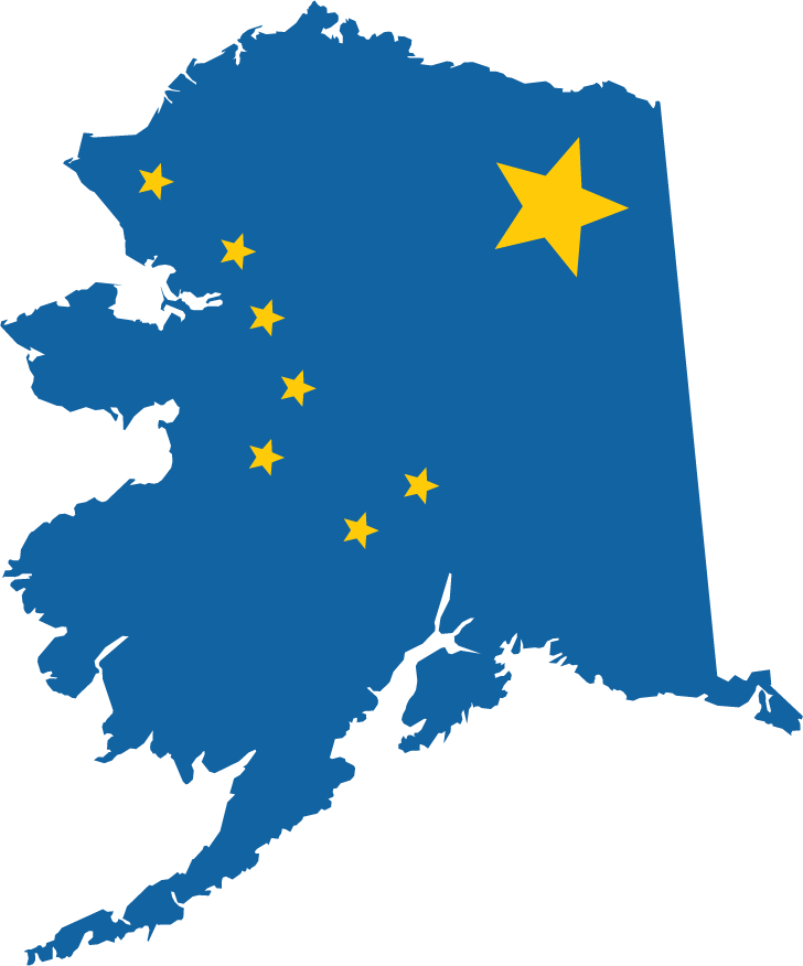 Alaska Shape State Flag Sticker, isolated printed sticker artwork