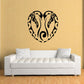 Black penguin heart wall decal with ornate swirling design