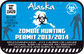 Alaska zombie hunting permit sticker with blue biohazard graphic and permit text