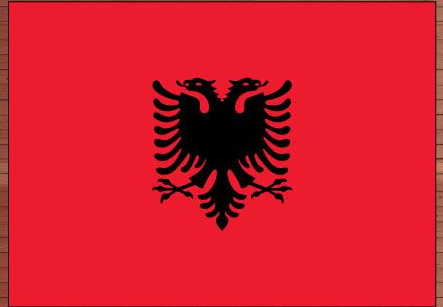 Albania flag sticker with red field and black double-headed eagle emblem