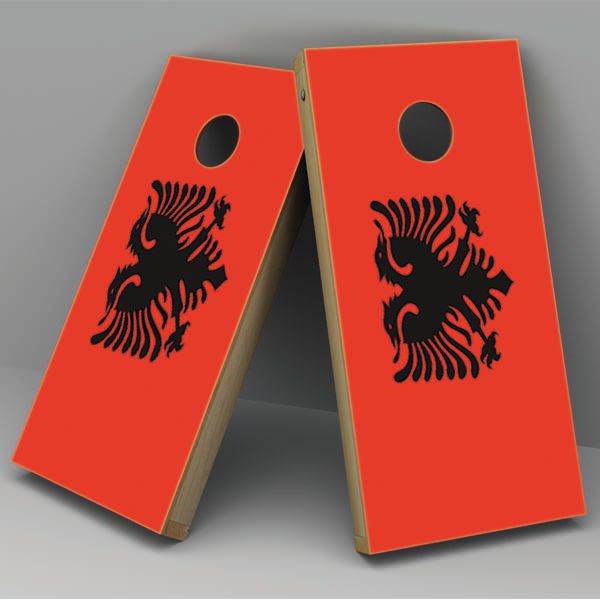 Albania Flag Cornhole Board Vinyl Decal Wrap