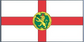 Alderney flag sticker featuring red cross and gold emblem