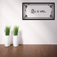Rectangular wall decal with ornate black border and script 'All is Well.'