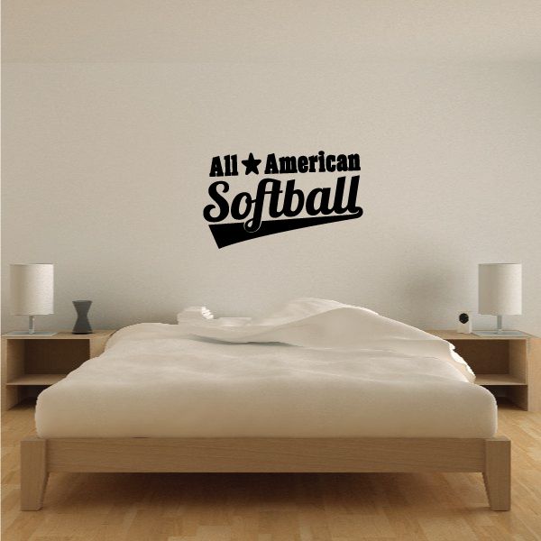 Softball wall decal with 'All American Softball' text in black