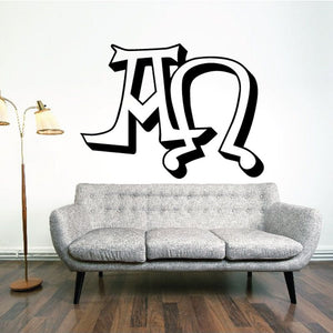 Black alpha and omega outline wall decal
