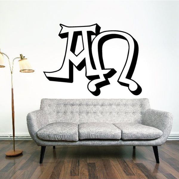 Black alpha and omega outline wall decal