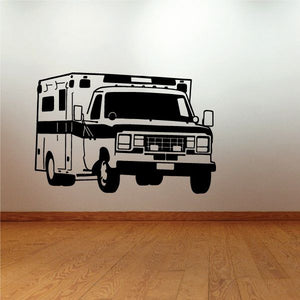 Ambulance decal with front-facing white and black ambulance outline