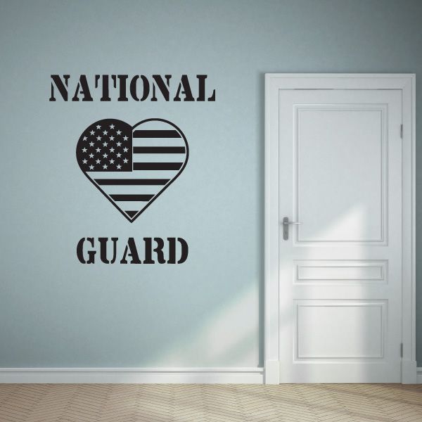 US flag heart decal with “National Guard” text