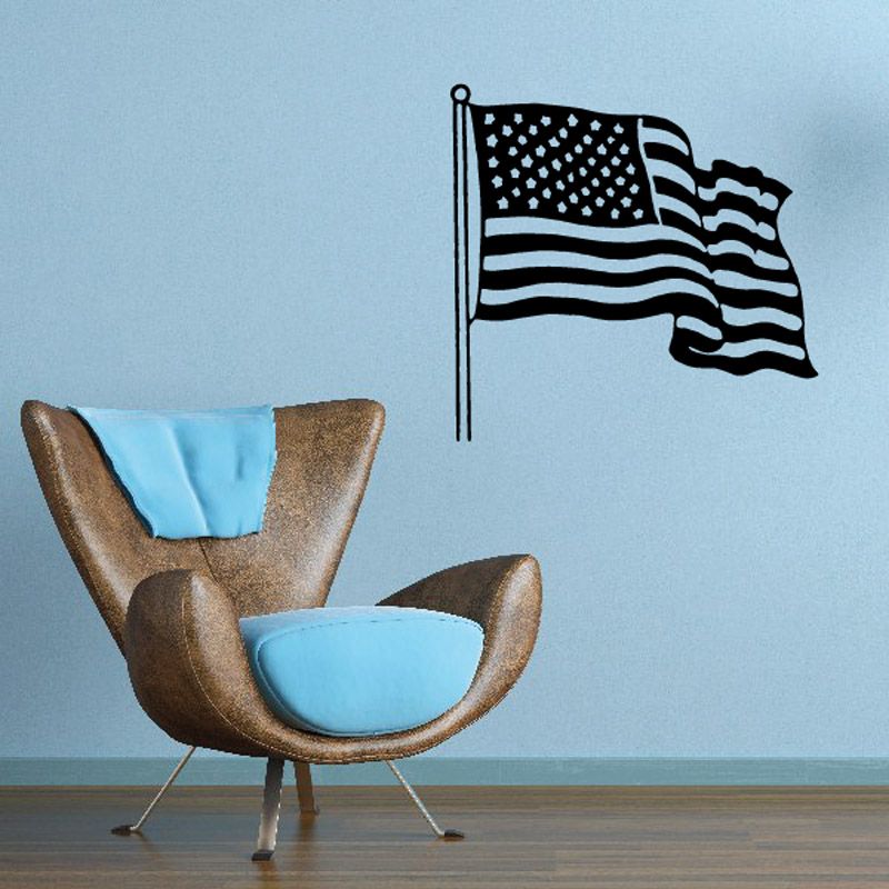 Image of America Flag in Wind Decal