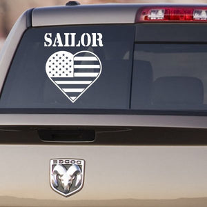 Sailor heart decal with U.S. flag stars and stripes