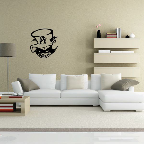 Black stylized cat skull and anarchist symbol vinyl wall decal