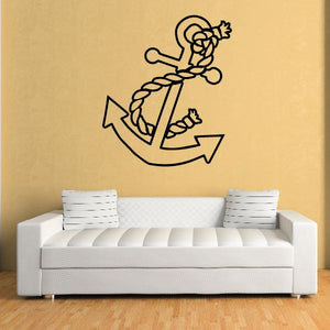 Anchor wall decal vinyl with rope-style nautical anchor line art