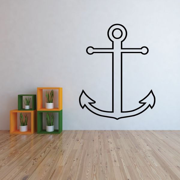Anchor wall decal: black outlined anchor with curved arrows on each side
