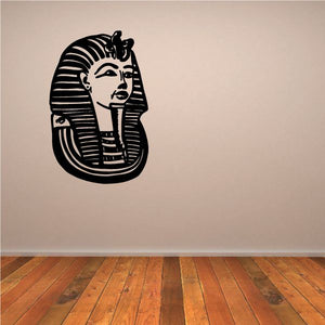 Pharaoh head decal with black stylized face and striped headdress