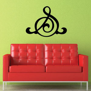 Vinyl wall decal with black music note and treble symbol