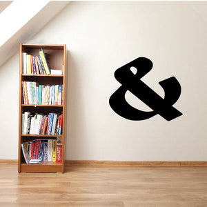 Wall vinyl decal with black ampersand symbol