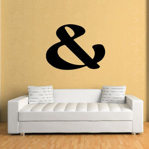 Black ampersand vinyl wall decal with bold curved lettering