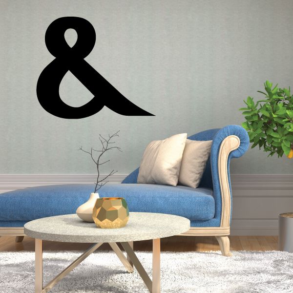 Vinyl wall decal featuring a large black ampersand symbol