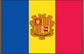 Andorra flag sticker with vertical blue, yellow, and red stripes and centered coat of arms