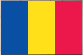 Andorra flag sticker with vertical blue, yellow, and red stripes