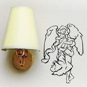 Angel holding baby decal, black line art wall sticker