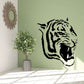 Tiger head wall decal with bold black roaring face design