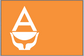 Antarctica flag sticker with white triangular emblem and sail shape on orange background