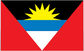 Antigua and Barbuda flag sticker, rectangular design with sun, blue bands, and red triangles
