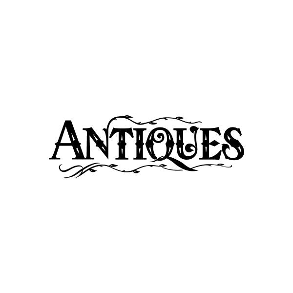 Antiques vinyl wall decal sticker with black decorative lettering