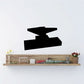 Black anvil silhouette decal with tilted left shape